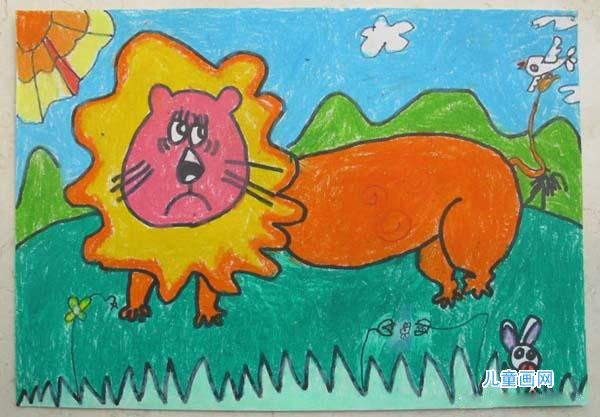 幼儿园中班卡通大狮子儿童画画图片欣赏步骤1