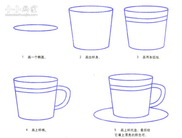 简单咖啡杯简笔画画法图片步骤步骤2