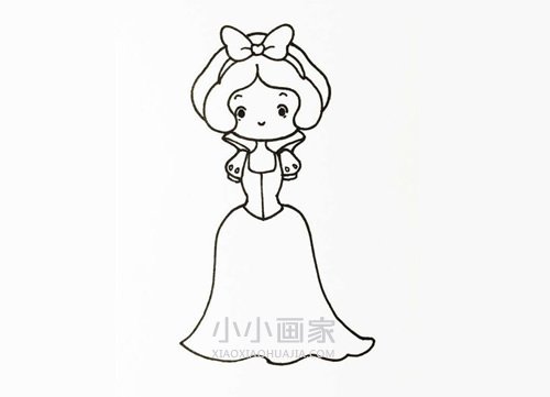 彩色白雪公主简笔画画法图片步骤步骤6