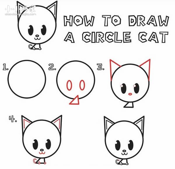 卡通小猫简笔画画法图片步骤步骤1