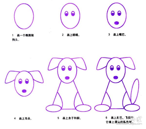 绘本故事坐着的小狗狗简笔画画法图片步骤