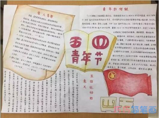 绘本故事五四青年节与时俱进树志扬梦手抄报简单又漂亮