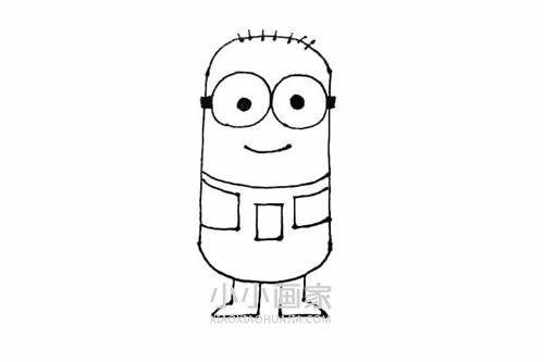 帅气小黄人简笔画画法图片步骤步骤6