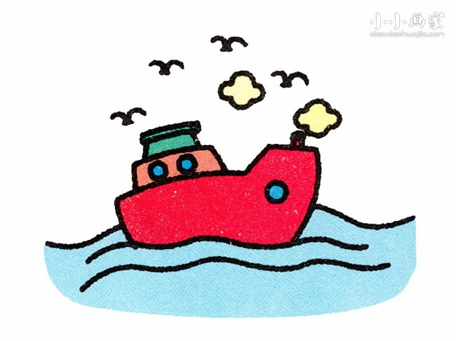行驶的轮船简笔画画法图片步骤步骤1