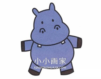 绘本故事彩色卡通河马简笔画画法图片步骤