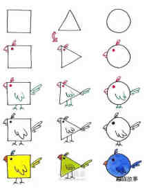 几何图形简笔画卡通小动物画法图片步骤步骤2