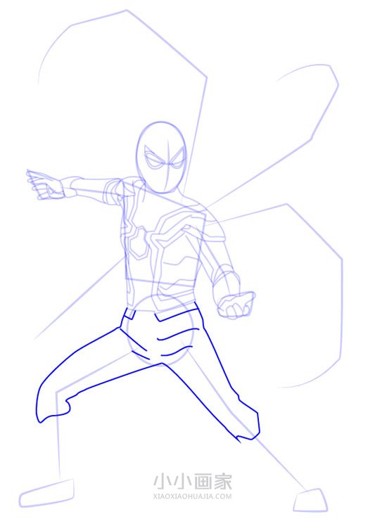穿着全新战甲的蜘蛛侠简笔画画法图片步骤步骤7