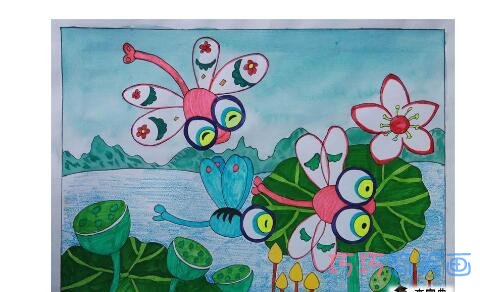 绘本故事怎么画夏天的风景画 涂颜色的风景儿童画简笔画图片