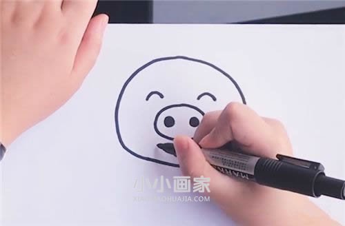 可爱小粉猪简笔画画法图片步骤步骤2
