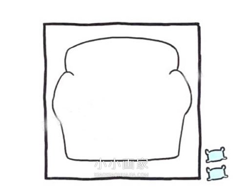 带靠枕沙发的简笔画画法图片步骤步骤3